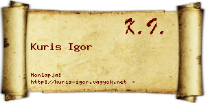 Kuris Igor névjegykártya